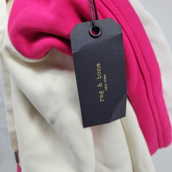 Rag & Bone Women 100% Cotton Shrunken Colorblock Hoodie Bright Rose Size M - Picture 10 of 14